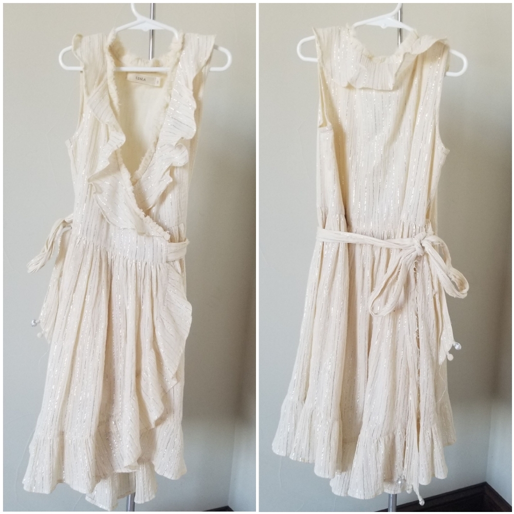 NWOT Ujala Cream/Gold Wrap Dress Size 8